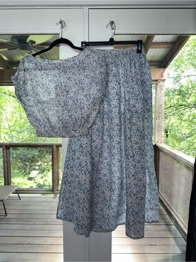 Blue Floral Maxi Skirt - Feminine Flowing Summer Skirt